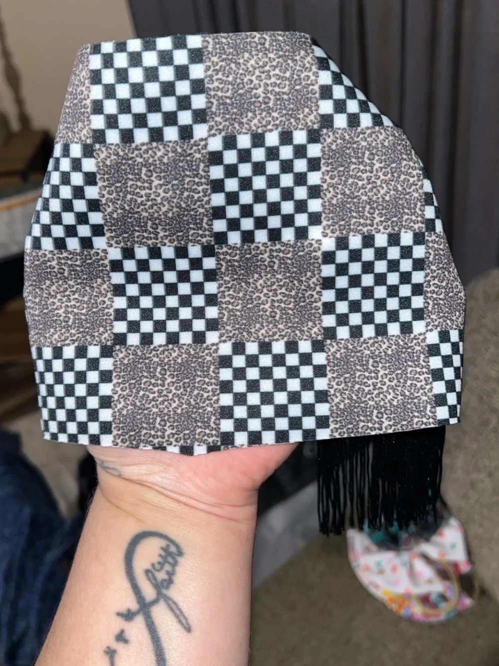 Wild Western Babe Checkerboard Fringe Head Wrap